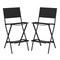 Set of 2 Folding Bar Stools with Backrest and Footrest for Outdoor Use